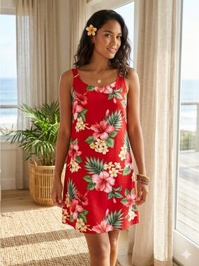 Vintage 90’s Resort Vacation Floral Slip Dress Coastal Tropical Hawaiian Mini S